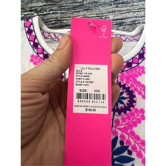 Lilly Pulitzer NWT Coretta Embroidered Tunic Blouse Boho size XXS - Picture 6 of 12